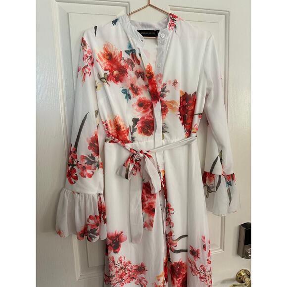 Annah Hariri Women's White Floral Print Modest Ontario Maxi Dress Size 8 - Picture 7 of 7